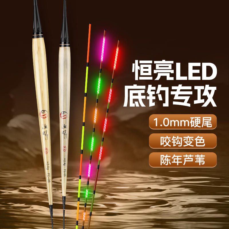 LED芦苇夜光漂 咬钩变色电子鱼漂 短脚长身日夜两用